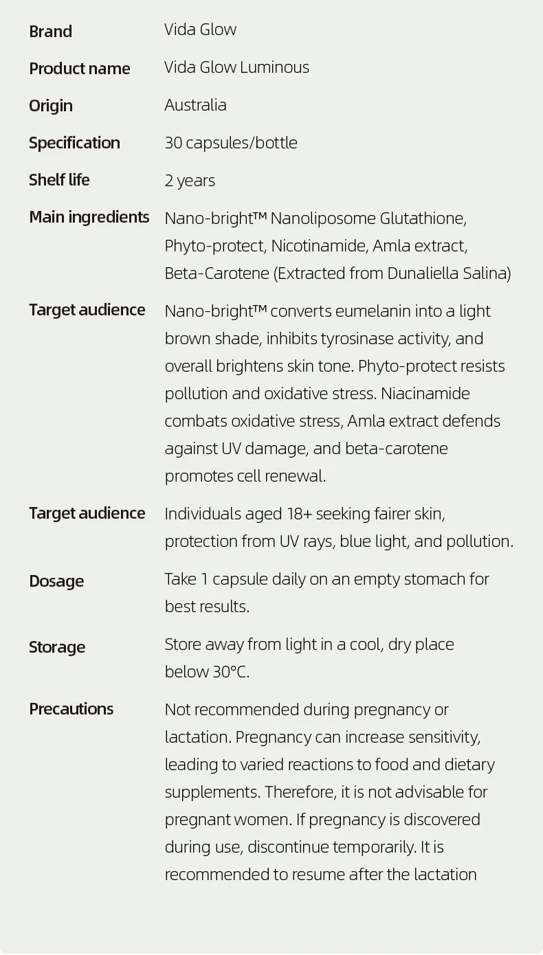 nature essentials glutathione whitening soap review Vida Glow Luminous Advanced Repair Dietary Supplement 30 Capsules Skin  Brighten main image 0